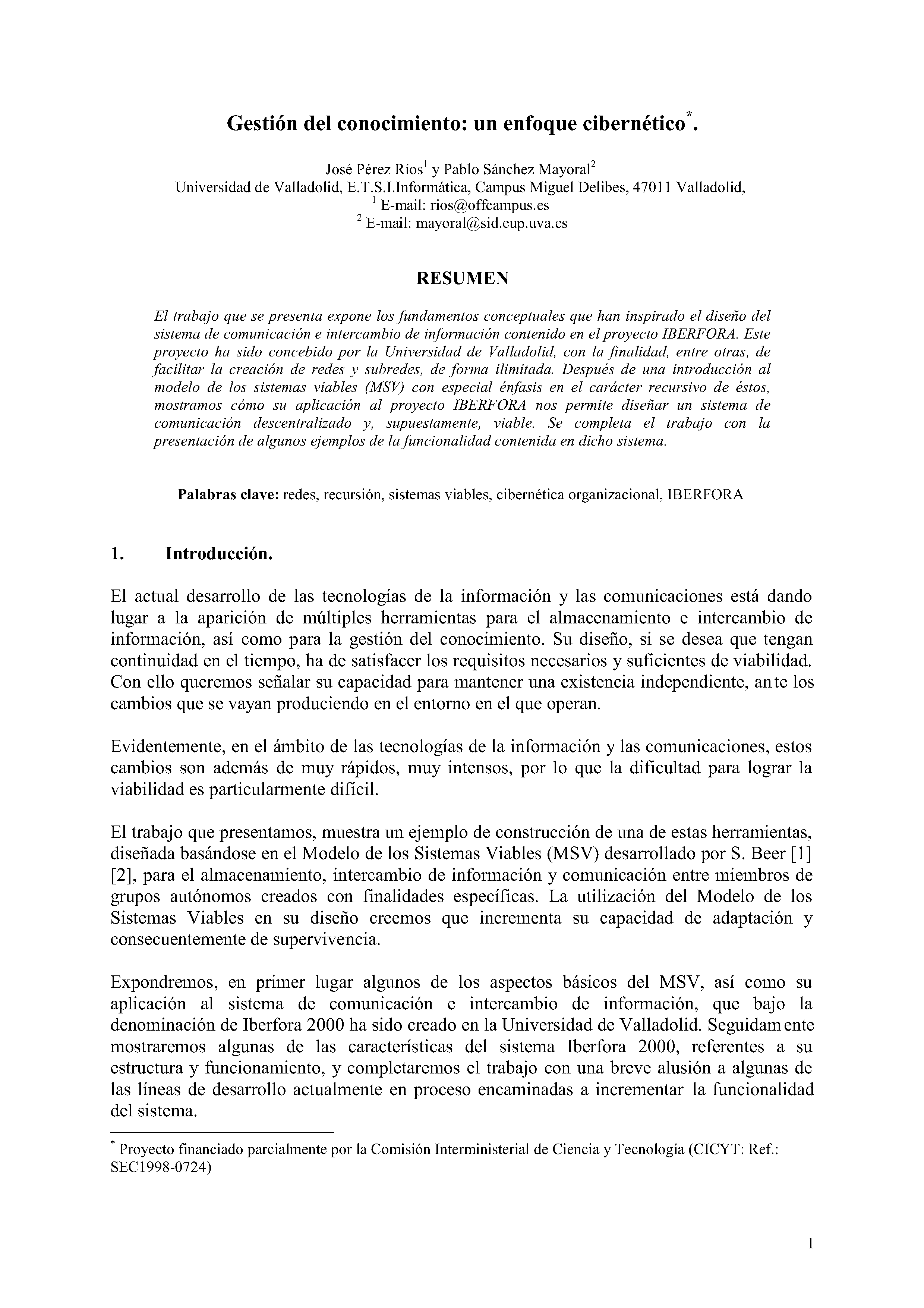 Gestión del conocimiento: un enfoque cibernético.