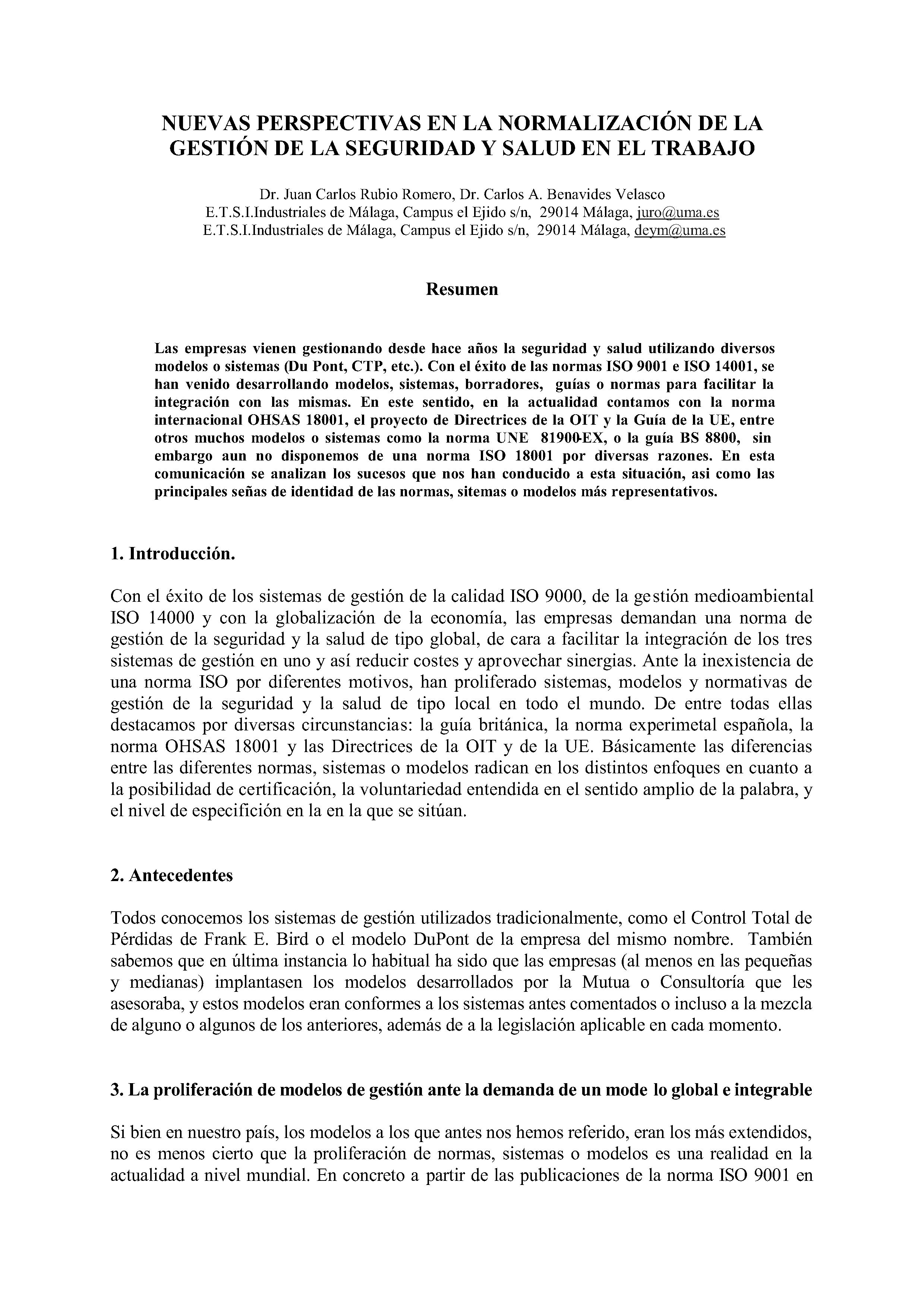 NUEVAS PERSPECTIVAS EN LA NORMALIZACIÓN DE LA GESTIÓN DE LA SEGURIDAD Y SALUD EN EL TRABAJO