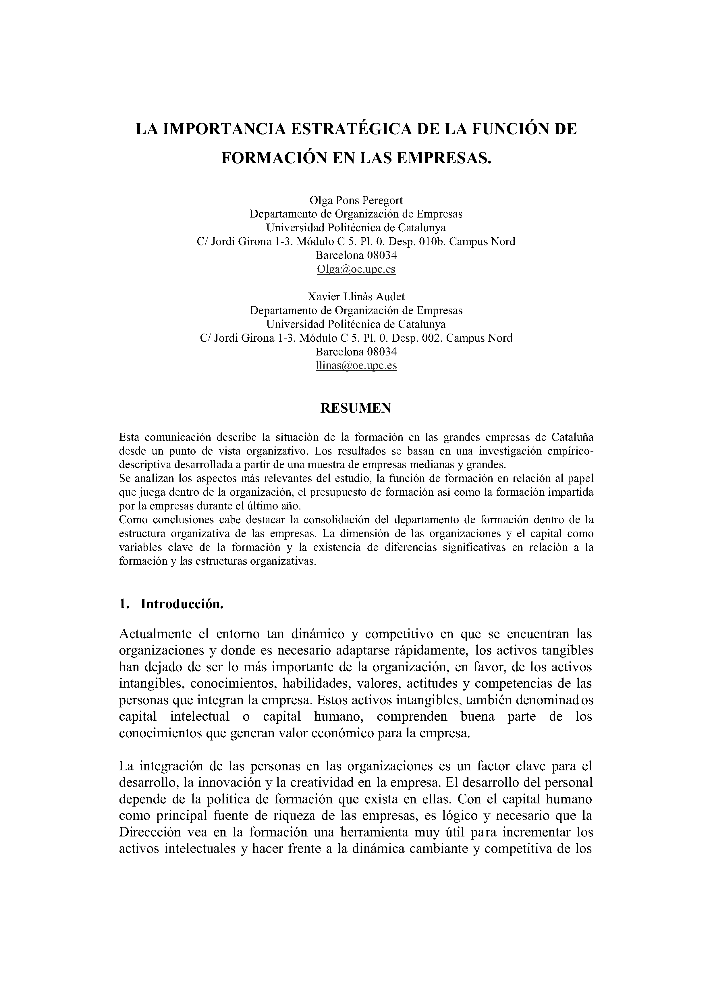 LA IMPORTANCIA ESTRATÉGICA DE LA FUNCIÓN DE FORMACIÓN EN LAS EMPRESAS.