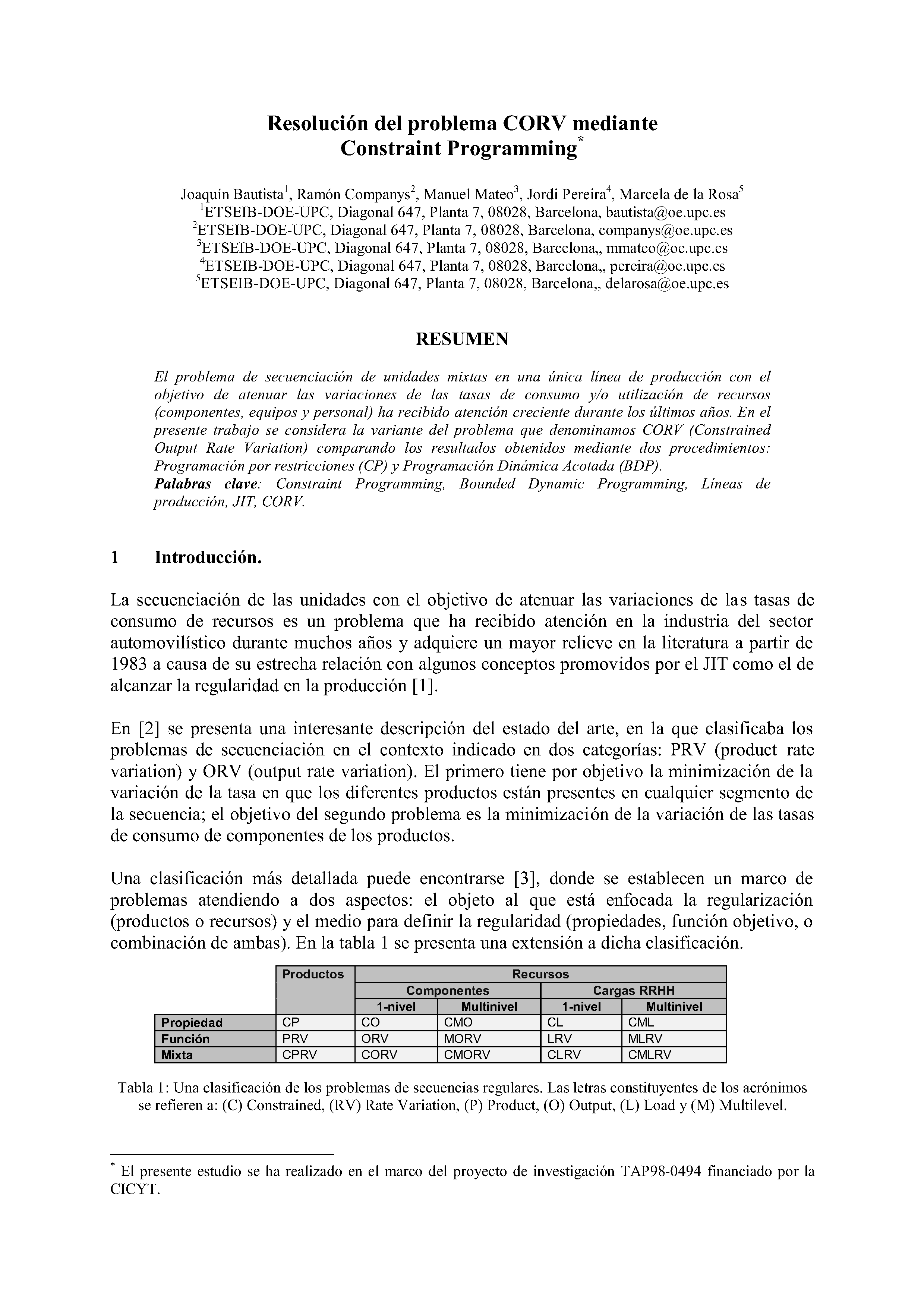 Resolución del problema CORV mediante Constraint Programming*