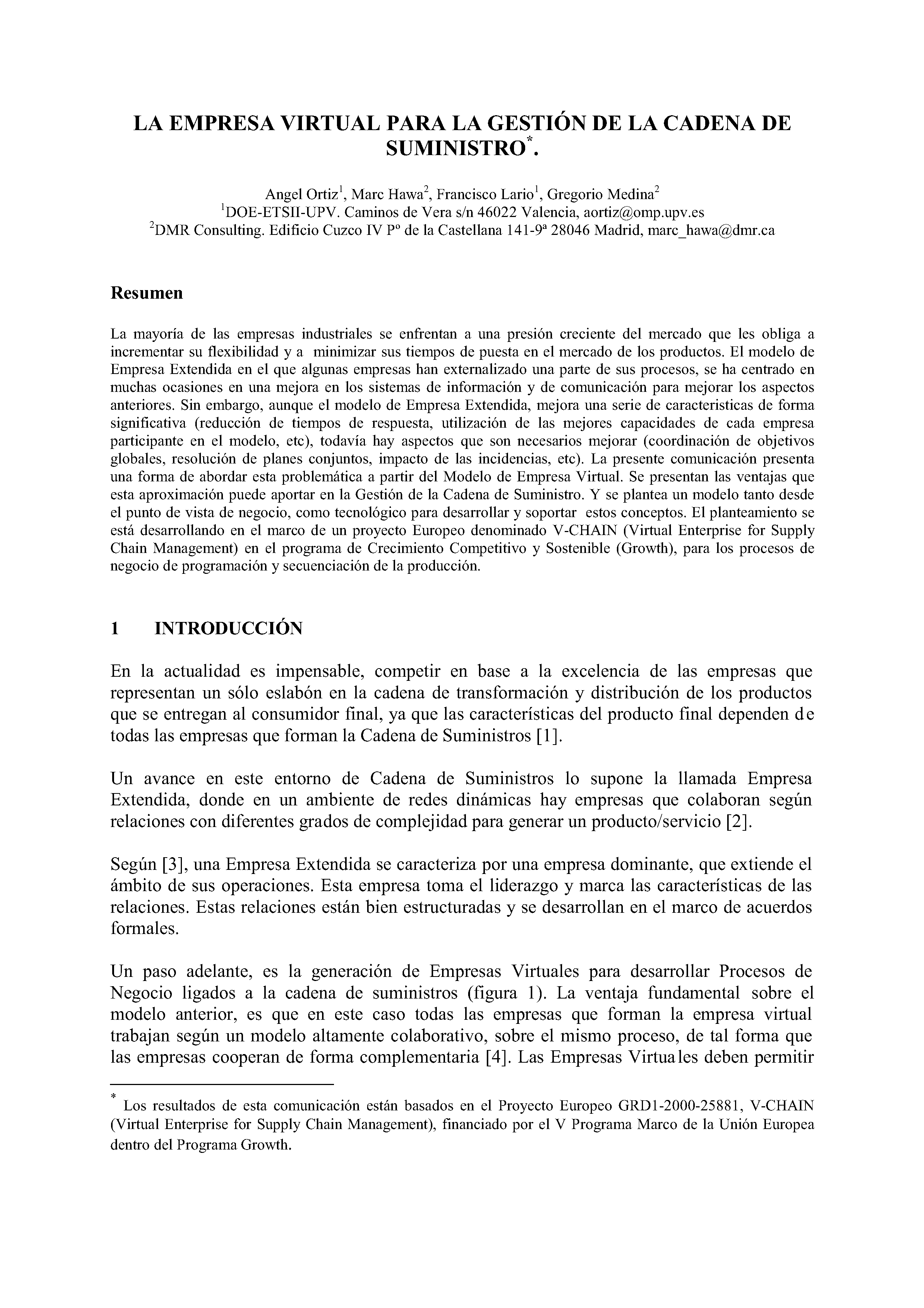 LA EMPRESA VIRTUAL PARA LA GESTIÓN DE LA CADENA DE SUMINISTRO.